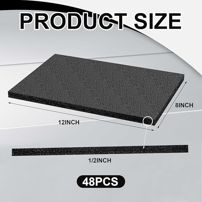 Frienda 48 Pcs 12" x 8" x 0.5" Polyethylene Foam Sheet Thick Black Packing Foam - Image 2