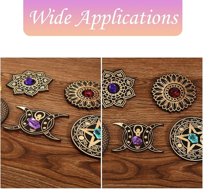 10 pcs 5 Styles Moon Flower Theme Wooden Crystal Display Star Round Lotus - Image 7