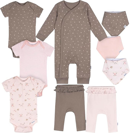 Gerber unisex-baby 9-piece Baby Gift Set for Newborn Boys & Girls – Premium Cotton Baby Essentials Layette Set