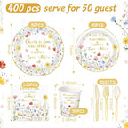 Pickmesh 400 Pcs Floral Bridal Shower Party Supplies Decorations Include Cheers - Image 2