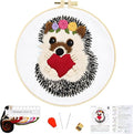 Cute Hedgehog Embroidery Kits for Beginners Adults, Animals Embroidery Starter by Unknown