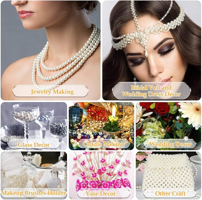 Pearl Beads for Craft, Anezus 500pcs Ivory Faux Fake Pearls, 10 MM Small Sew on - Image 7