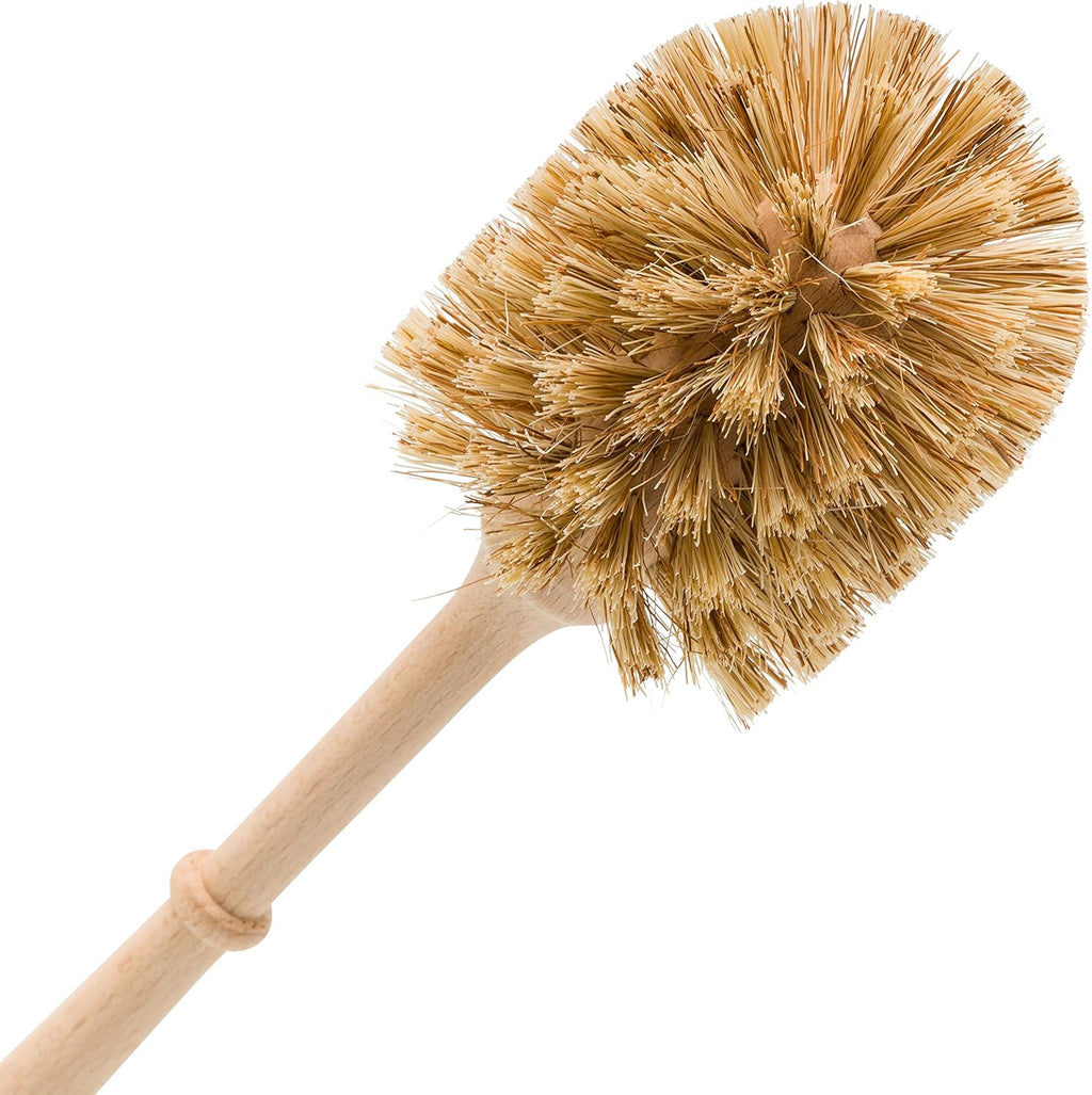 REDECKER Stiff Union Fiber Toilet Brush with Untreated Beechwood Handle - 14-1/2-inches - Made in Germany