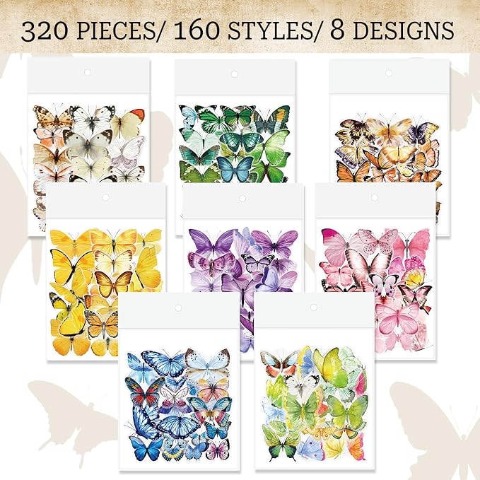 Imeepa 320Pcs Butterfly Stickers Transparent Scrapbooking Stickers | PET - Image 3