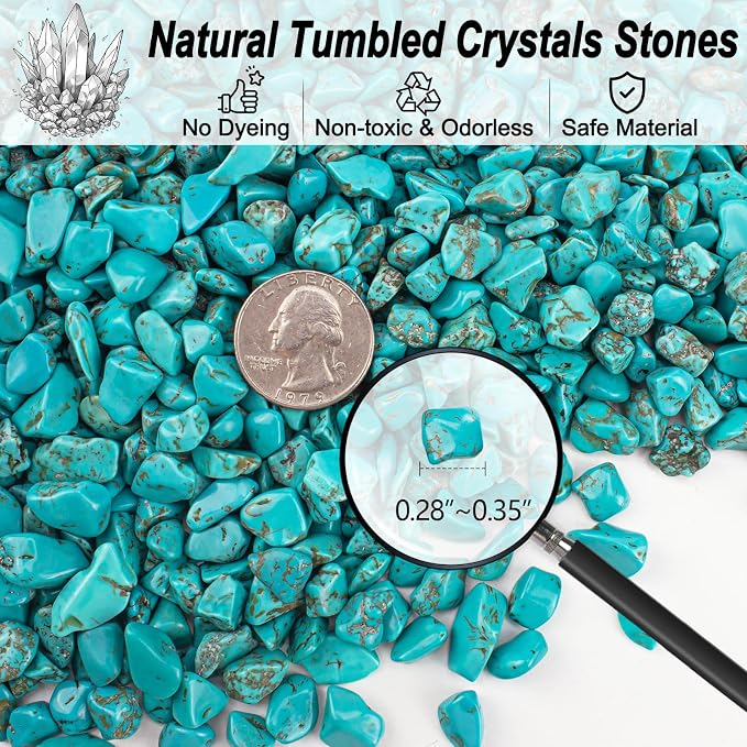0.88 Lb Turquoise Aquarium Gravel Rocks Betta Fish Tank Pebbles, Polished - Image 2