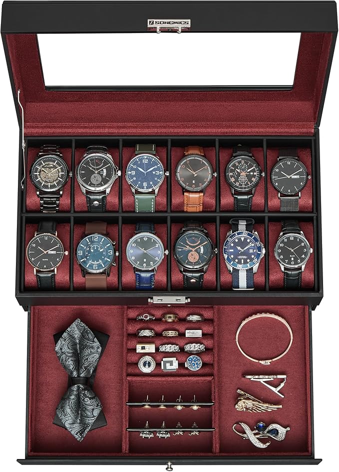 SONGMICS Watch Box, 12-Slot Watch Case Organizer by Unknown