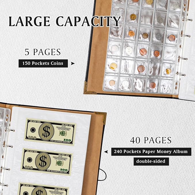 Zonon Currency Album Coin Collecting Book Holder - Image 3