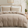100% Washed Cotton Duvet Cover Set, Linen Like Natural Bedding Set by LOVQUE