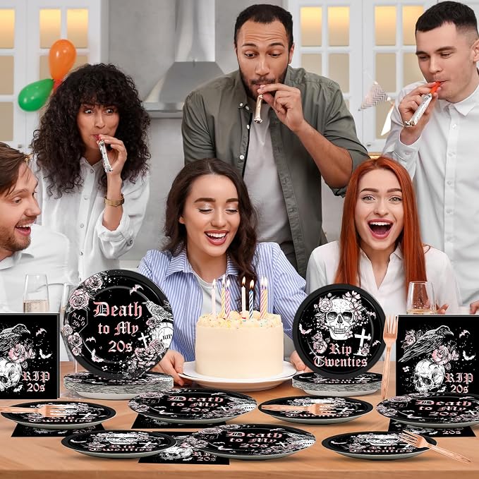 Qyeahkj 100 Pcs 30th Birthday Party Supplies Death to My 20s Paper Plates and - Image 5