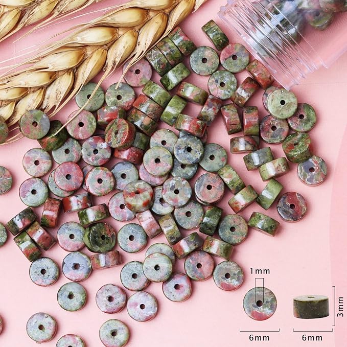 Natural Stone Heishi Beads for Necklace Making, 4 mm x 6 mm Small Flat Round - Image 6