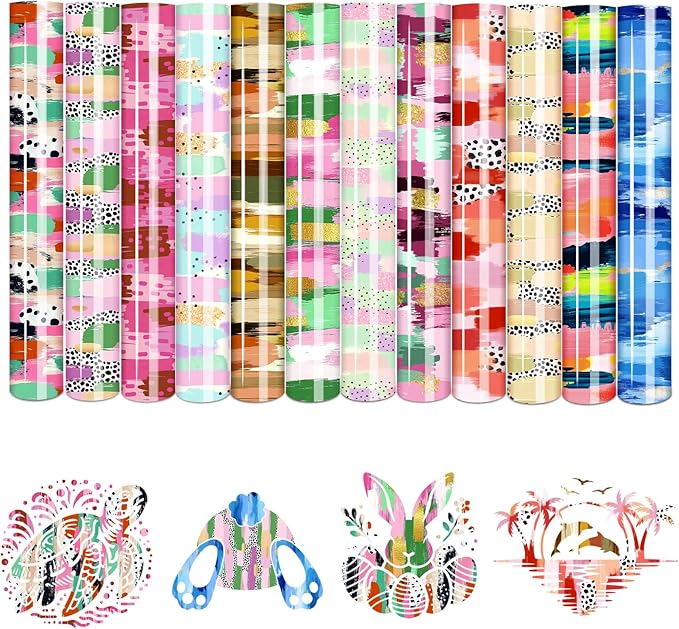 Tintnut Tie Dye Heat Transfer Vinyl, 12 Sheets 12"x10" Iron on Vinyl | Colorful by Tintnut