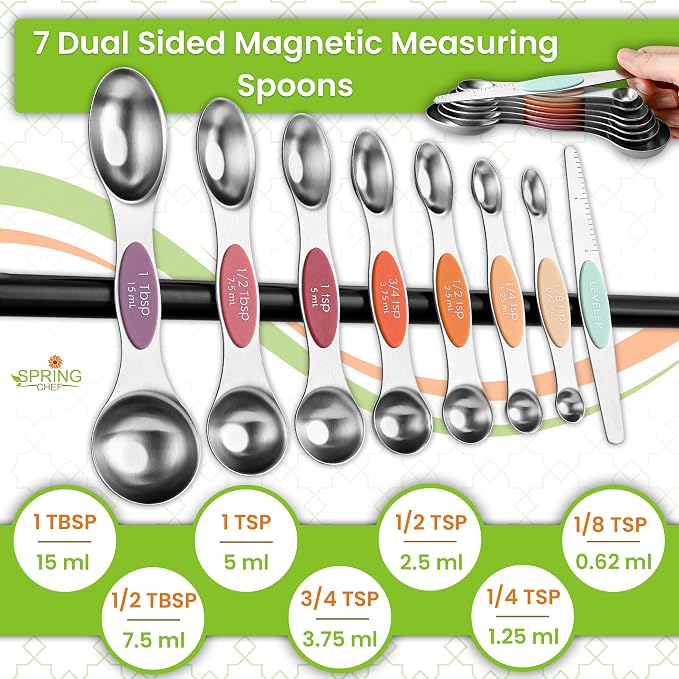 Spring Chef 15 Magnetic Measuring Cups & Spoons, Desert Sunset | Nesting - Image 8