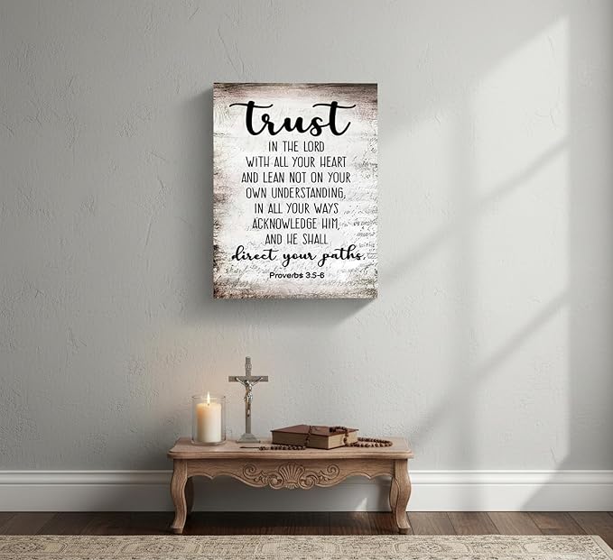 YOXORDQ Proverbs 3:5-6 Bible Verse Wall Art-Canvas Wrapping 16x24in | Trust in - Image 5