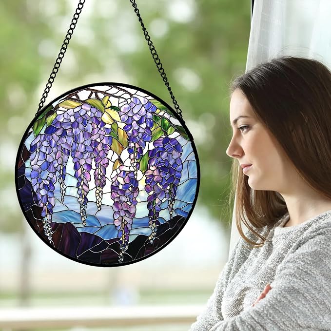 DASTOLL Stained Glass Window Hanging, and Mom 15x15 in - Image 2
