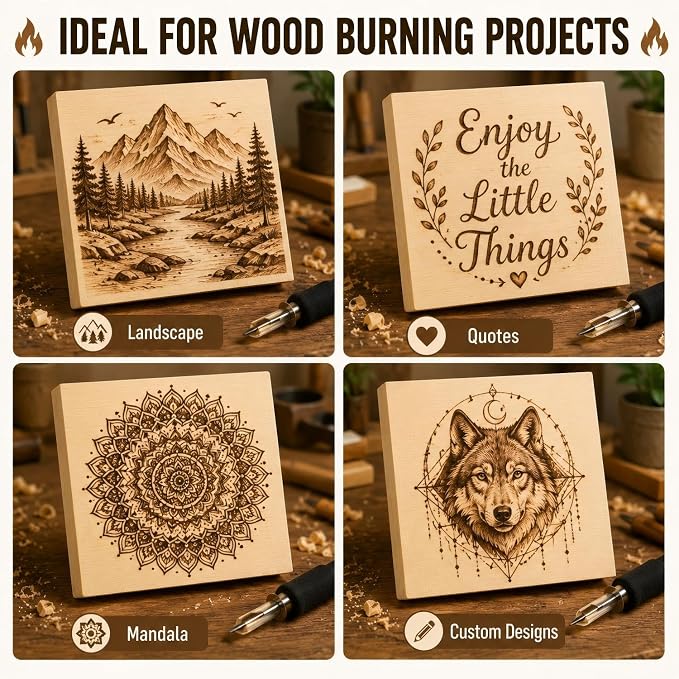 Unfinished Wood Blocks for Crafting, 4 Pack 6 x 6 x 1 Inch Solid Pine Wood - Image 5