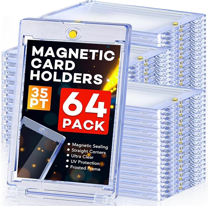 64ct Magnetic Card Holders, 35pt One Touch Card Holder, U-V Protection Hard by Zenowick
