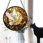 DASTOLL Stained Glass Window Hanging, Flying White Dove Sun Catchers Diamond - Image 3