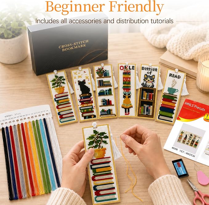 CYANFOUR 6 Pcs Cross Stitch Bookmark Kit - Image 3