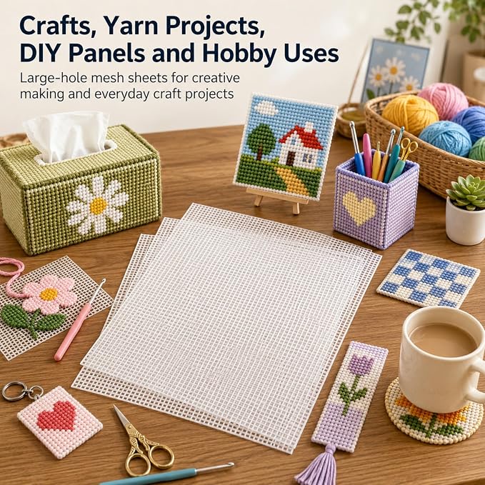 YOUNTHYE 10 PCS 5 Count Plastic Canvas Sheets, 21 x 13.1 Inch Large Hole - Image 7