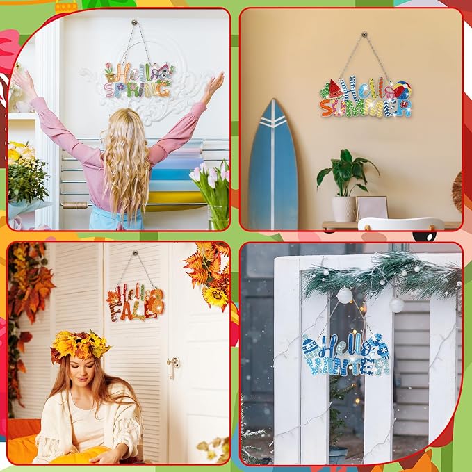 Cinnvoice 12 Pcs Summer Seasonal Diamond Art Hanging Ornament Kit - Image 5