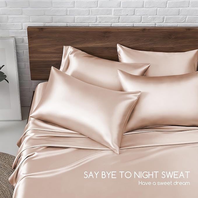 MR&HM Satin Bed Sheets, King Size Sheets Set - Image 7