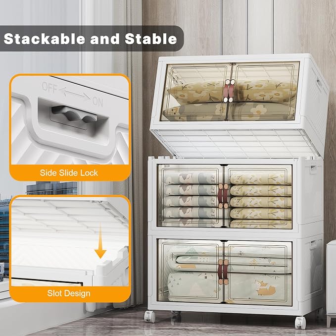 UAMFURI Stackable Storage Bins, 672QT Collapsible Drawers - Image 5