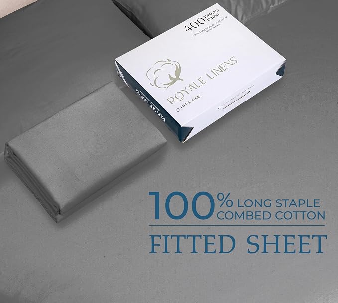 Royale Linens 400 Thread Count 100% American Grown Cotton Fitted Sheet King Size - Image 9