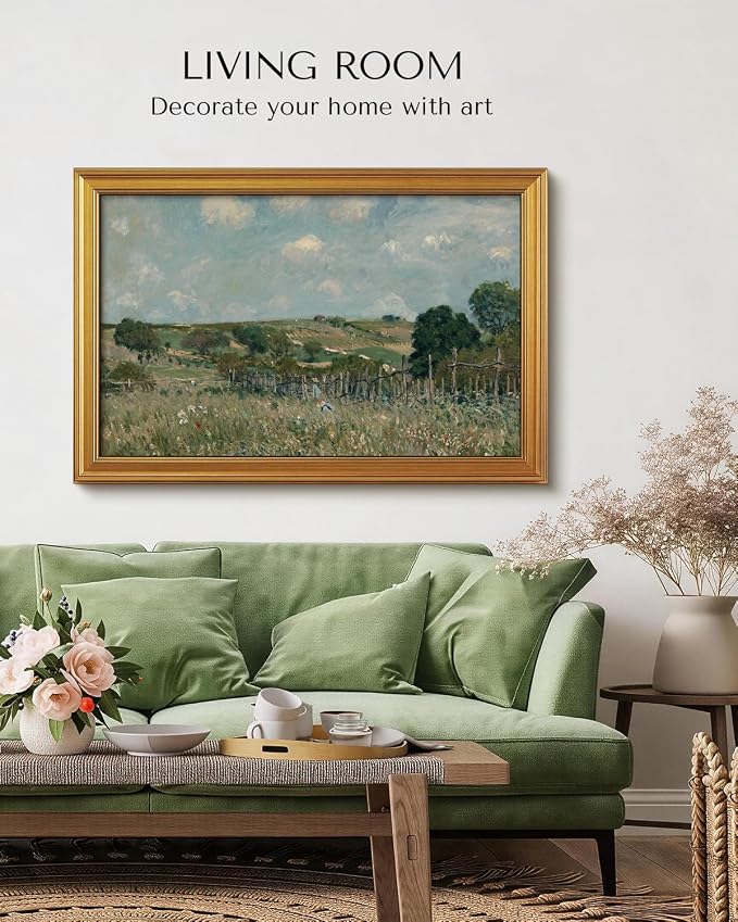 VIYYIEA Large Gold Framed Wall Art, Landscape Picture -Grassland- 36" x 24" - Image 7