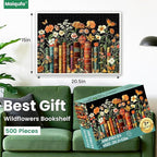 500 Piece Puzzle for Adults | Vintage Wildflowers Books Puzzle | Recycled - Image 2