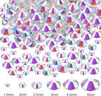 TecUnite 2000 Pieces Flat Back Gems Round Crystal Rhinestones 6 Sizes - Image 2