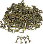 125 PCS Vintage Skeleton Key Set Charms, JIALEEY Mixed Antique Style Bronze - Image 7