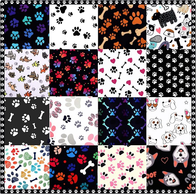 Tudomro 16 Pcs 10 x 10 Inch Dog Print Fabric Cute Animal Print Fabric Quilt - Image 5