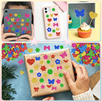 500Pcs Foam Stickers Glitter Colorful Flower Butterfly Bow Shapes Stickers - Image 4