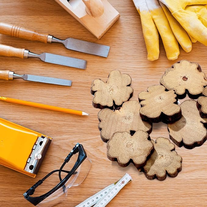 Gerrii 90 Pcs Irregular Wood Slices Log Slices - Image 4