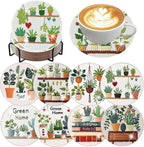 8 PCS Plant Diamond Art Coasters Kits | Diamond Paintings Coasters by Benjenes