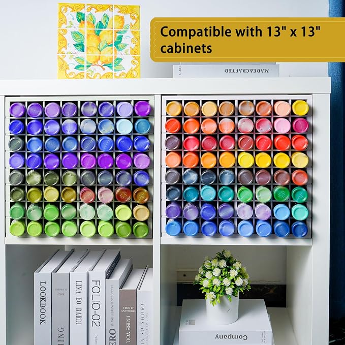Krafetto 64 Grids Craft Paint Storage Organizer, Wall-mountable Paints Holder - Image 5