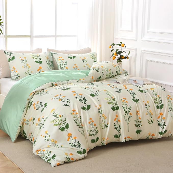 MUXHOMO Duvet Cover King Size, Reversible Floral Vintage Duvet Cover Set - Image 3