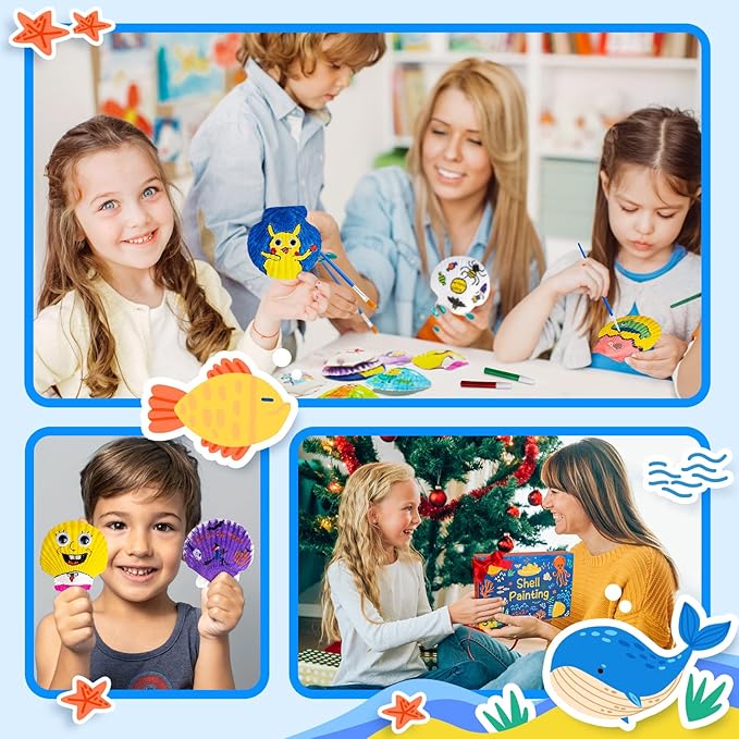 Eleanore's Diary Kids Sea Shell Painting Kit, Glow in The Darkness Painting - Image 6