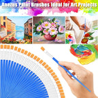 100Pcs Small Paint Brushes Bulk, Anezus Flat Top Acrylic Classroom Brush - Image 6
