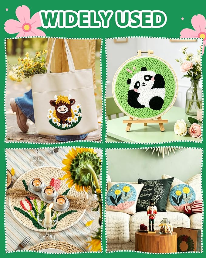 FIVEIZERO Punch Needle Kit for Beginners, Panda Punch Embroidery Kit - Image 6