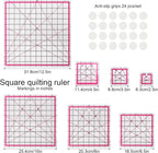 Quilting Rulers, 7 Pack Pink Square Acrylic Sewing Ruler Set, Precision Inch - Image 6