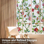 Coavas Window Privacy Film Stained Glass Window Clings 3D Red Rose Decorative - Image 9