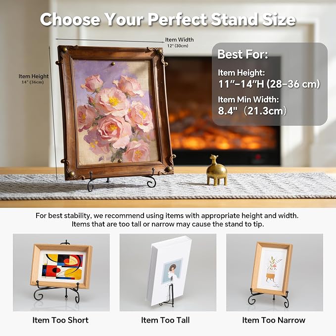 Artliving Plate Stands for Display, 10 Inch Black Iron Easel Plate Display - Image 5