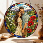 Personalized Couples Photo Faux Stained Glass Sun Catcher, Photo Couple - Image 4