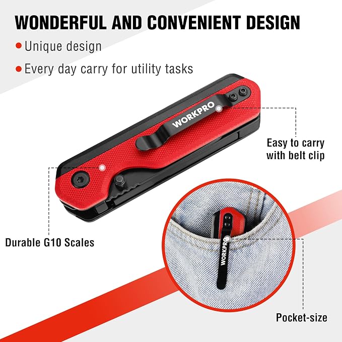 WORKPRO 2-in-1 Folding Knife/Utility Knife, Quick-Change Box Cutter - Image 4