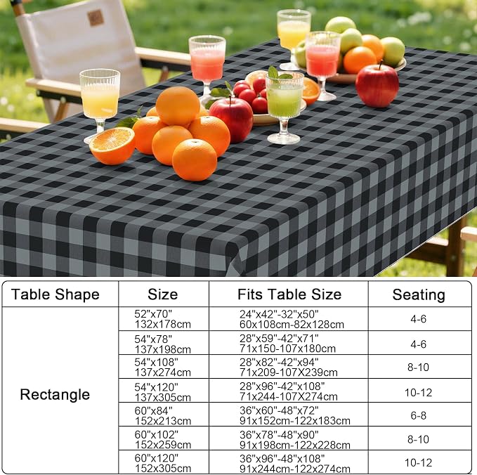 Smiry Rectangle Table Cloth, Waterproof Vinyl Tablecloth - Image 7