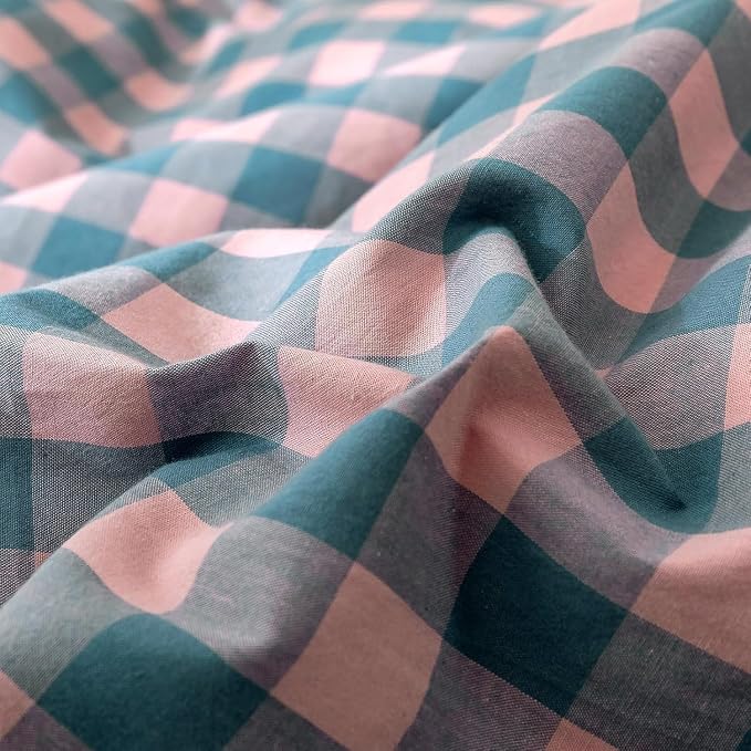 mixinni Pink Blue Purple Checkered Duvet Cover Set - Image 7