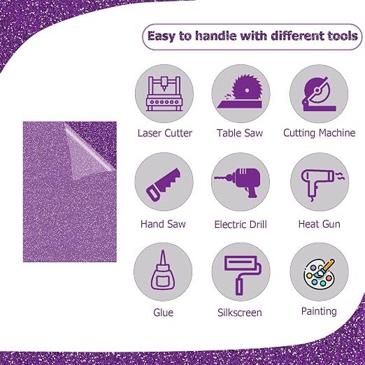 2 Pack 8'' x 12'' Glitter Purple Acrylic Sheet, 3mm Thick Acrylic Plexiglass - Image 4