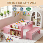 Kids Table and Bench Set, Montessori Kids Table and Chair Set, Indoor Wooden - Image 2