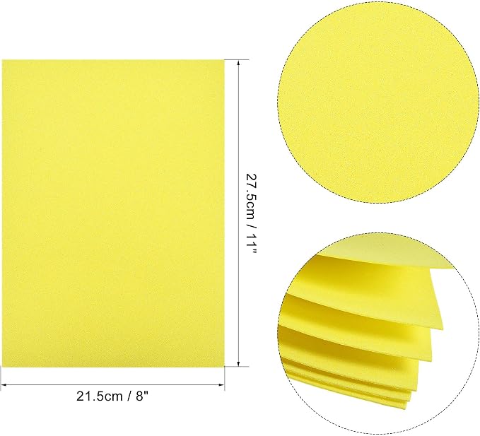 uxcell Light Yellow Shiny EVA Foam Sheets 12 x 8 Inch 2mm Thick - Image 2